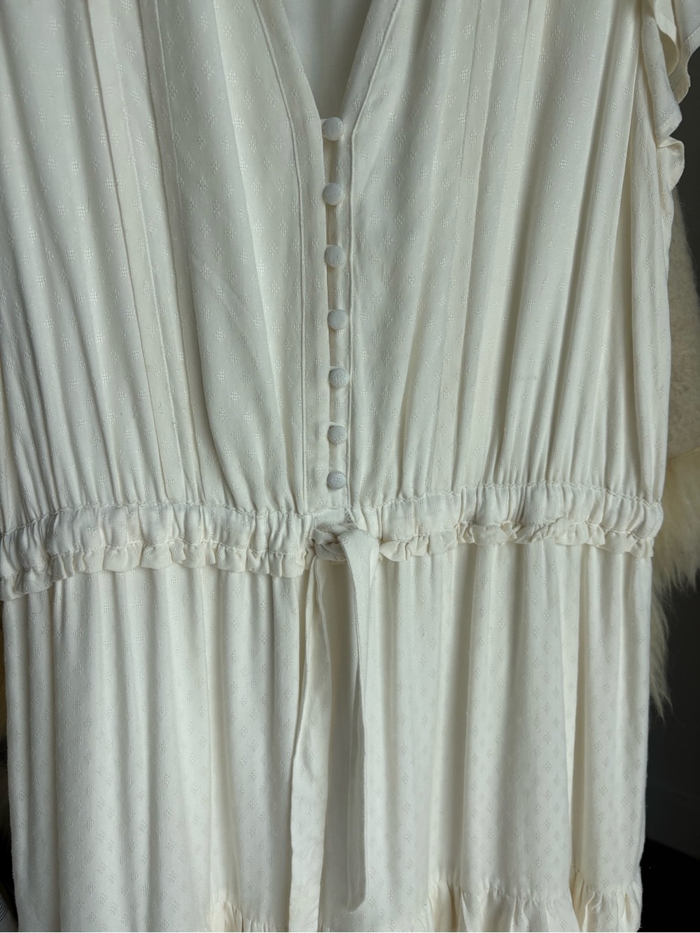 PAIGE Roslyn Ivory Jacquard Ruffle Tiered Maxi Dress Size L Romantic Feminine - Picture 5 of 8